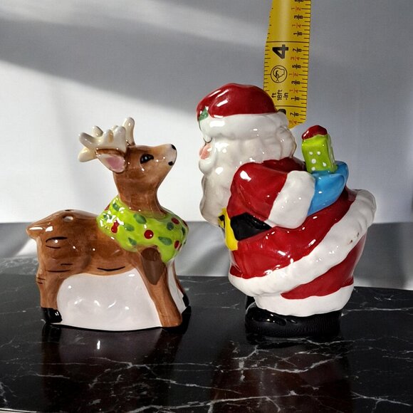 NEW BLUE SKY SANTA AND REINDEER  SALT & PEPPER SHAKERS - Picture 8 of 9